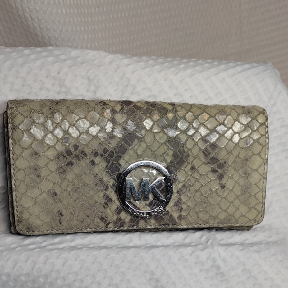 Michael Kors Handbags - Michael Kors Fulton Flap Python Embossed Continental Wallet